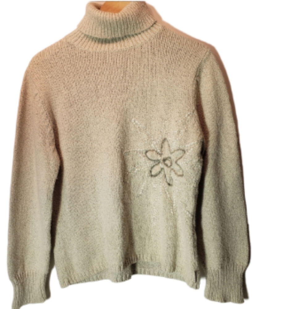 Woolrich Turtleneck Sweater tan taupe soft flower